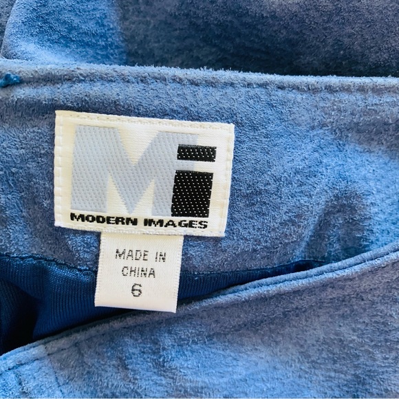 Vintage Genuine Leather Suede in Rare Blue Midi Skirt - Picture 3 of 5